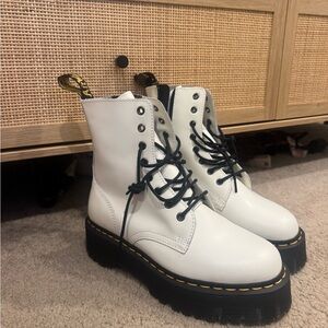 Dr. Martens White Combat Boots with Black Soles